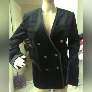BNWOT VELVET FBB LIMIT Chic Black Double-Breasted Blazer SCALLOP PKTS. SZ. 😍